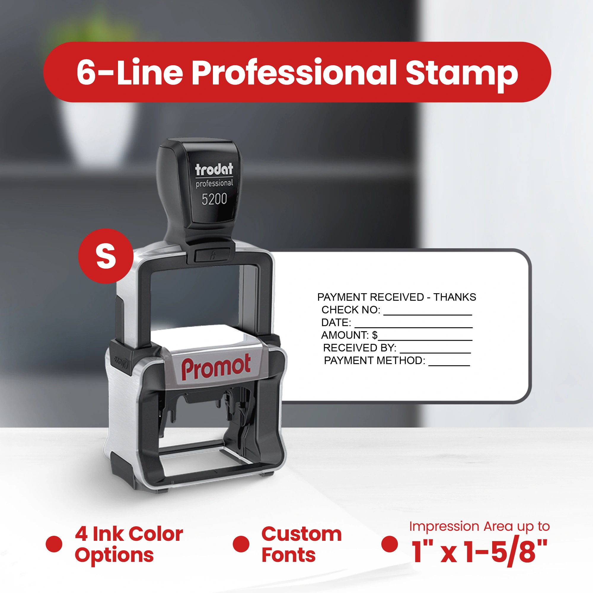 6-Line Custom Professional Stamp (Small)